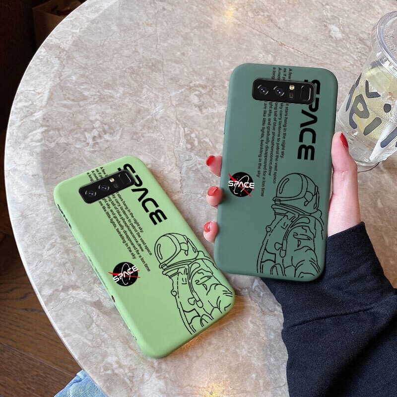 For Samsung NOTE 10 LITE NOTE 10 PLUS NOTE 20 ULTRA NOTE 8 NOTE 9 Case Cartoon Nasa Space Square Original Liquid Soft Silicone Edge Pattern Case Full Cover Camera Protection Cases Back Phone Casing Softcase For Girls