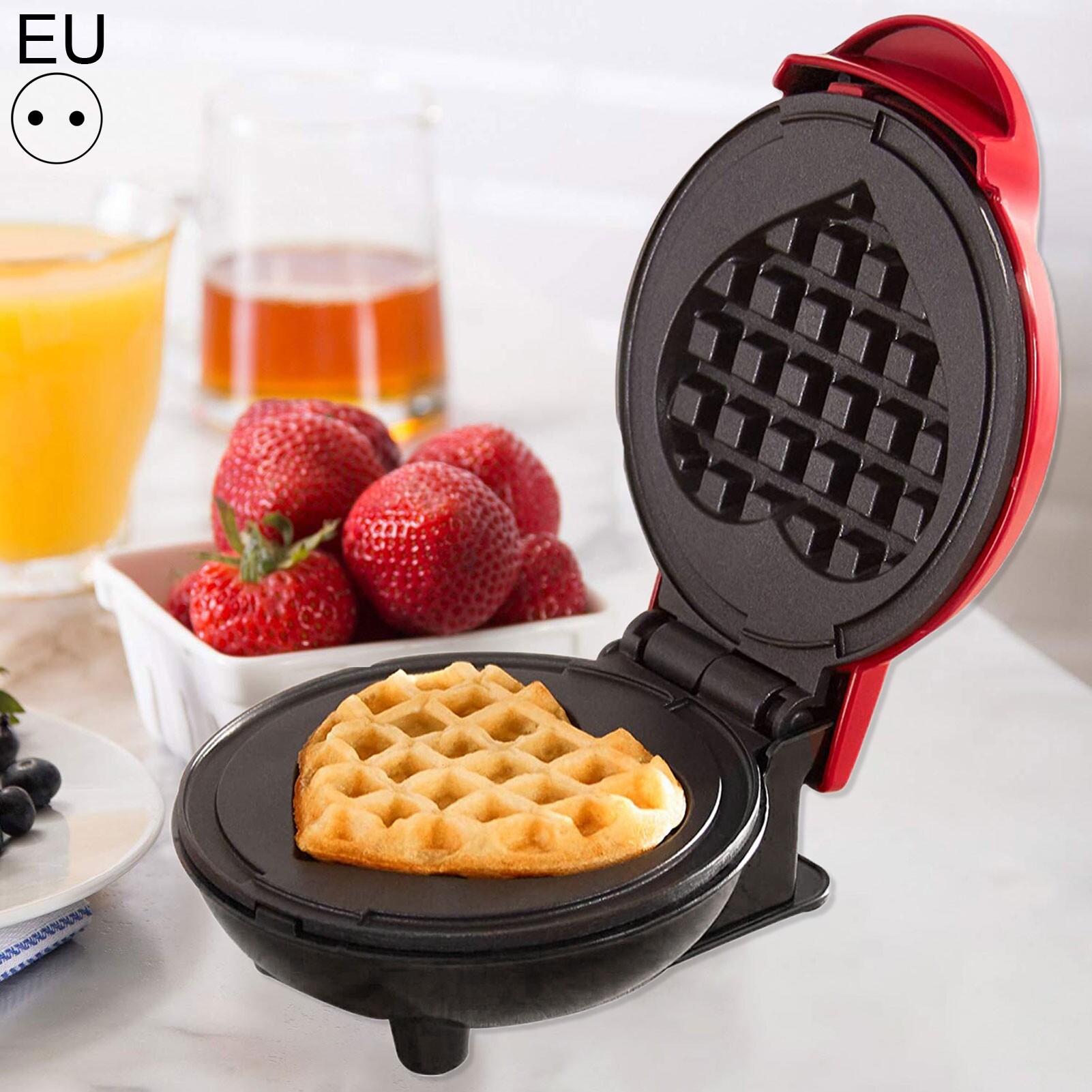 EU Plug Non-stick Heat-Resistant Waffles Maker Electric Mini Heart Shape Waffle Pot Kitchen Accessories