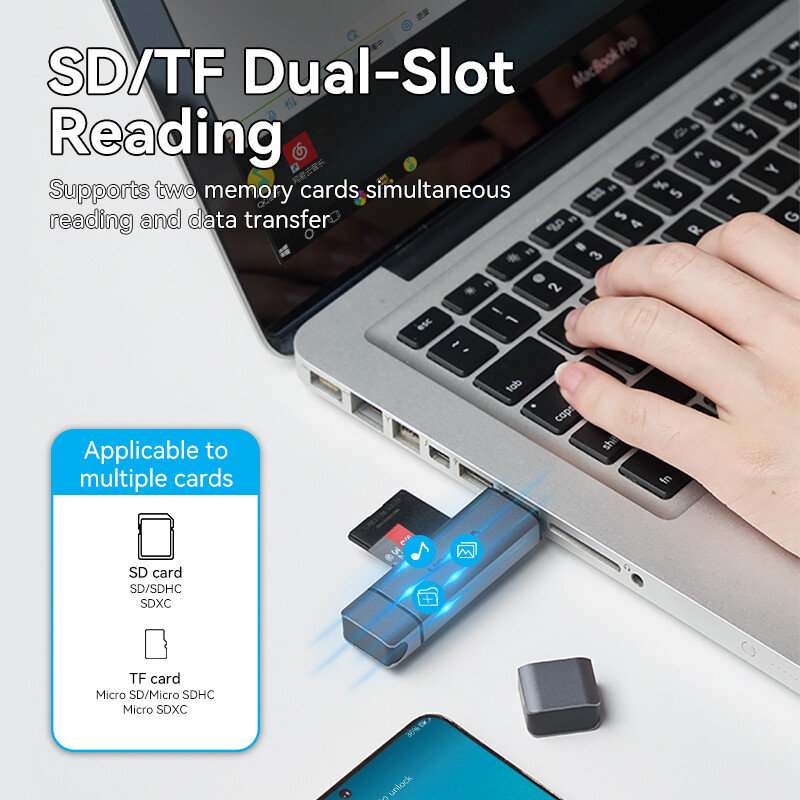 Vention USB 3.0 2 Trong 1 Đầu Đọc Thẻ Nhớ USB A Type C to SD TF Micro SD Bộ Chuyển Đổi cho Laptop OTG Smart Phone Tablet Desktop All in One Memory SD Card Reader