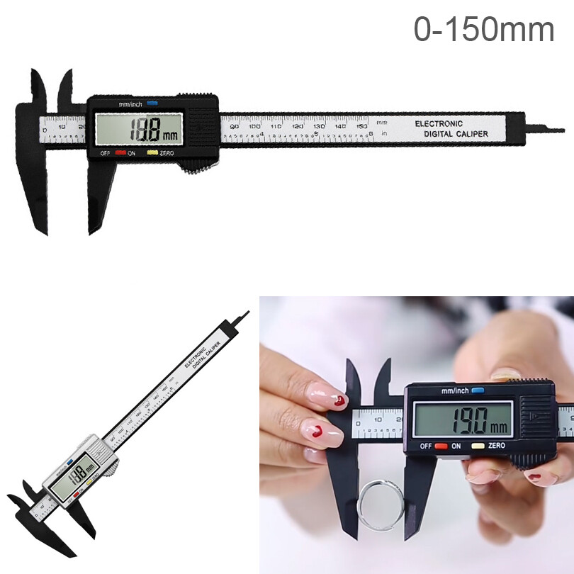 Digital Vernier Caliper 0-150mm LCD Electronic Carbon Fiber Altimeter Micrometer Measuring Tool