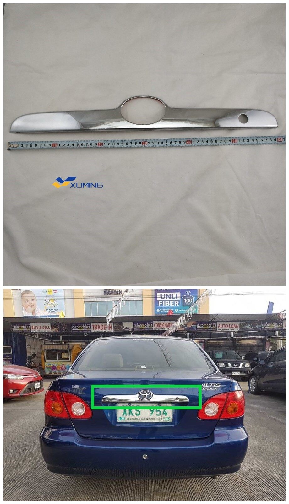 Xuming abs chrome rear trunk lid cover car rear cover toyota corolla altis 2001 2002 2003 2004 2005 2006 2007 chrome car rear trunk lid edge tailgate boot door cover trim molding trim