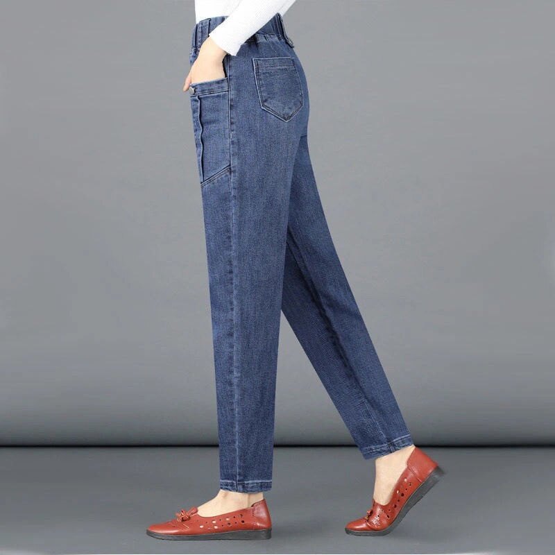 Casual Blue Mid Waist Stretchy Pencil Jeans in S-3XL Plus Size main image 1