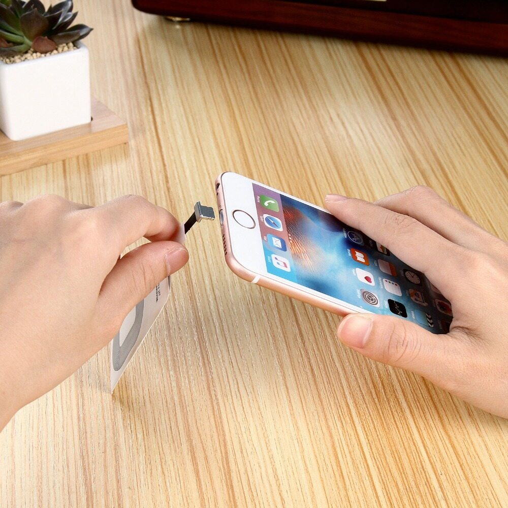 GKFFU Mat Miếng Dán Cảm Ứng Cho iPhone 5 5S SE 6 6S 6Plus 7 Plus, Bộ Thu Sạc Không Dây Android Type-c Qi Phí Cuộn Dây Sạc