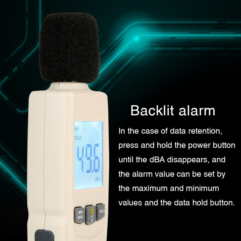 Office 30-130dB LCD Display Portable Data Hold Home Decibel Digital Noise Measurement Industrial Sound Level Meter