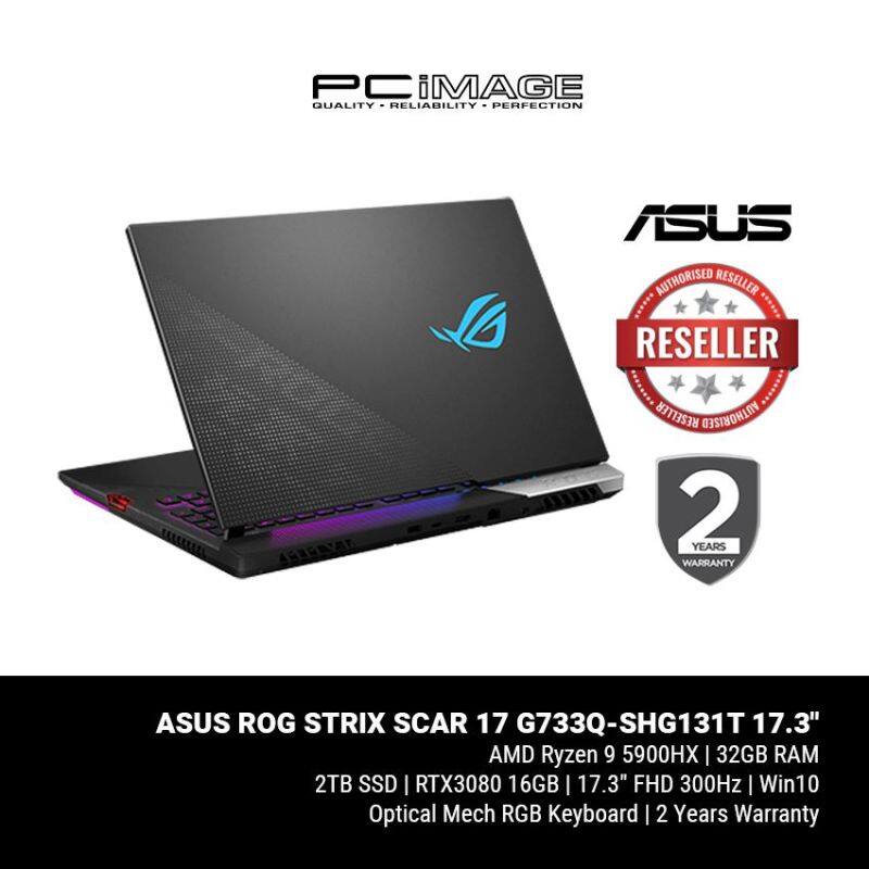 ASUS ROG STRIX SCAR 17 (G733Q-SHG131T)/ R9 5900HX/ 32GB RAM/ 1TB SSD*2/ RTX 3080/ 300Hz 3ms/ FHD/ 2 Yrs Warranty Malaysia