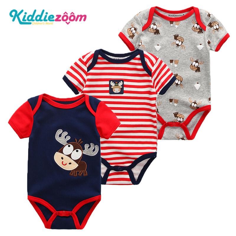 Kiddiezoom 3 Set baby romper jumpsuit baby clothes 0-12months New Born Baby Clothing Onesies Cartoon Animals