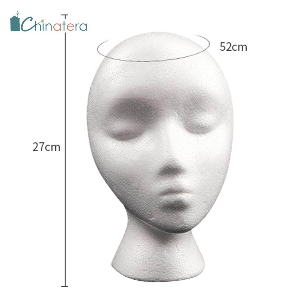 Chinatera Styrofoam Foam Mannequin Female Model Male Model Head Model Hair Wigs Glasses Hat Cap Wig Holder Foam Head Display Stand