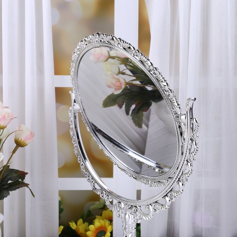 Gương trang điểm 2 mặt có giá đỡ để bàn tiện dụng - INTL
