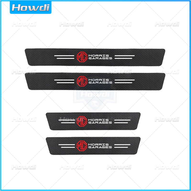 【Ready Stock】[4pc/Set] Car Door Side Step Sill Strip Carbon Fibre Leather Anti Scratch Protector Sticker Fiber
