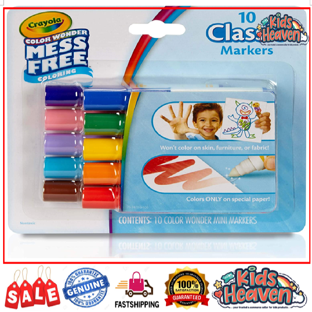 Crayola Mess Free Color Wonder Mini Markers, 10 Count