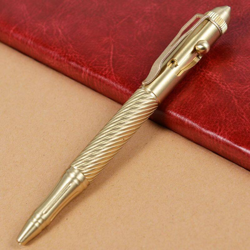 Solid Handmade Brass Gel Ink Pen Retro Twist Pattern Bolt Action Writing Tool School Office Stationery Supply