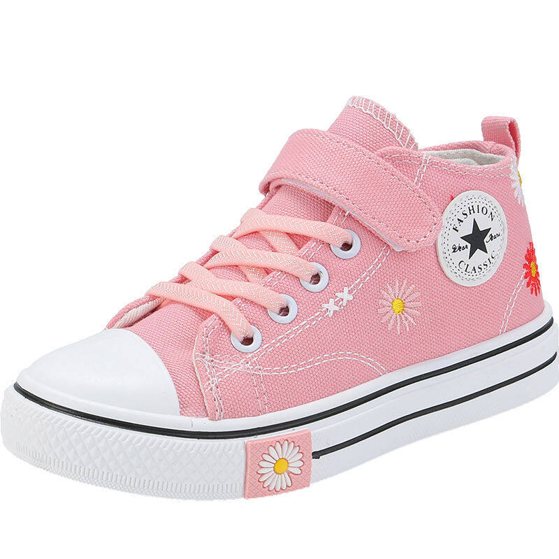 IIUQ1409 New girl high-top canvas shoes magic stickers girl shoes small  daisy shoes Korean version of soft bottom casual shoes | Lazada Singapore
