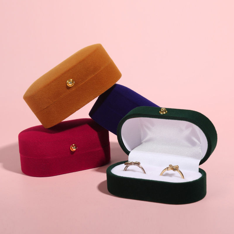 Pair ring box small ring box double ring flannel wedding jewelry box gift box jewelry packaging box