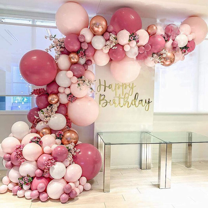 21/90Pcs Rose and Pink Balloon Arch Garland Kit For Wedding Bridal Shower Baby Shower Birthday Christening Backdrop Party Decor
