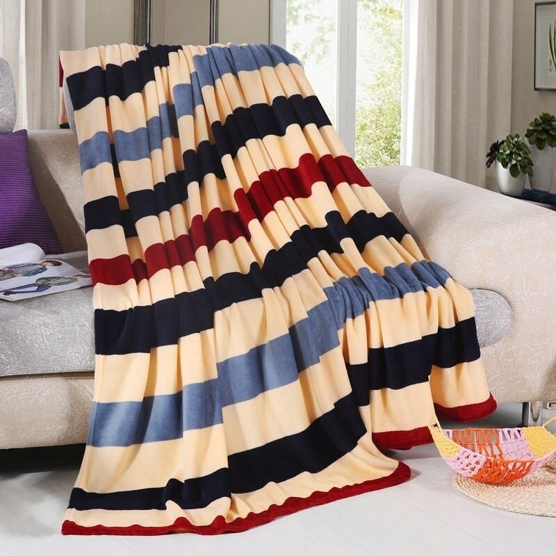 Chăn Flannel Siêu Mềm Thời Trang, Hoa Văn Nhiều Màu Sọc, Kích Thước Nữ Hoàng: 180X200Cm, Dành Cho Bộ Đồ Giường Kích Thước: Đơn/Twin/Queen / King