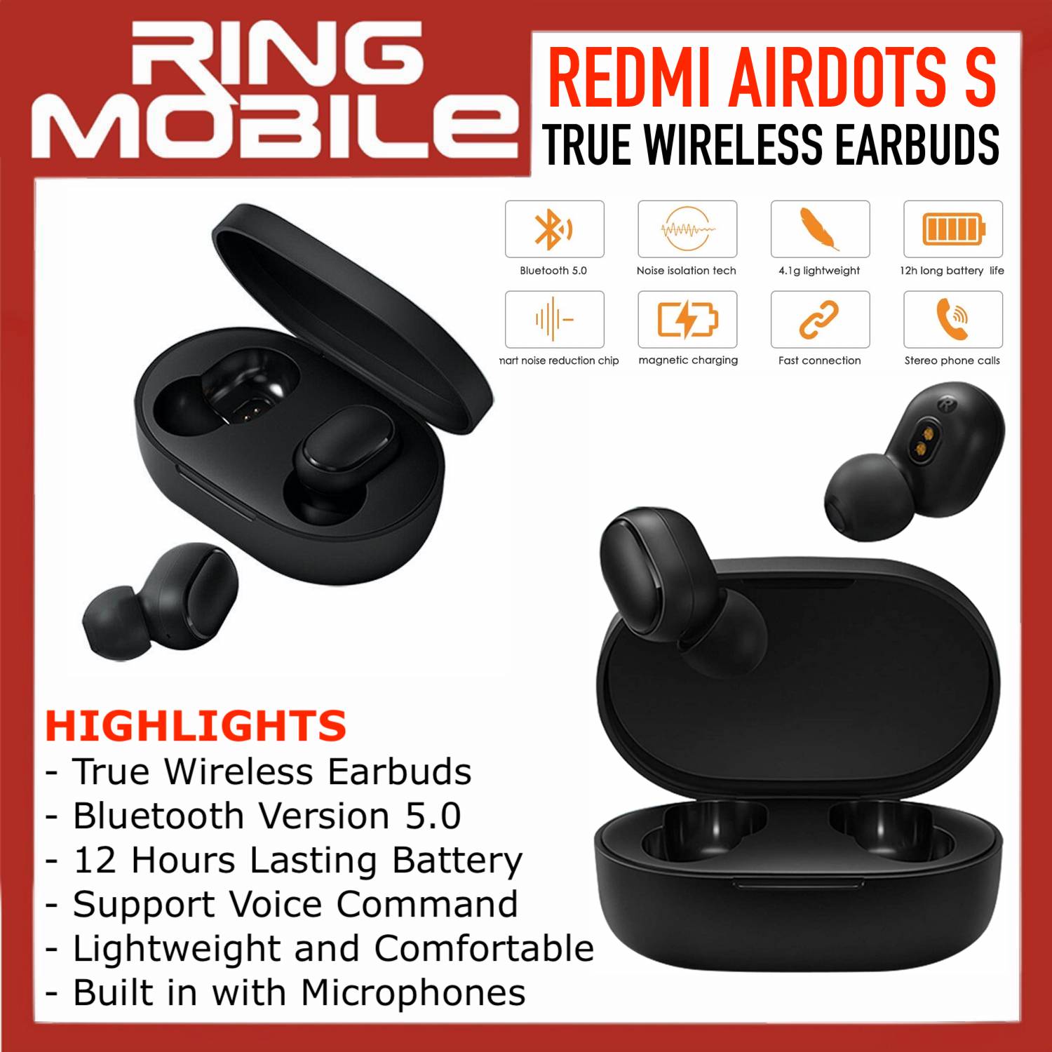 READY STOCK] High Quality Xiaomi RedMi Airdots S TWS True Wireless Stereo  Earbuds Bluetooth Earphones with Charging Case compatible with Apple,  Samsung, Huawei, Honor, OPPO, VIVO, XiaoMi, Realme, Sony, OnePlus | Lazada