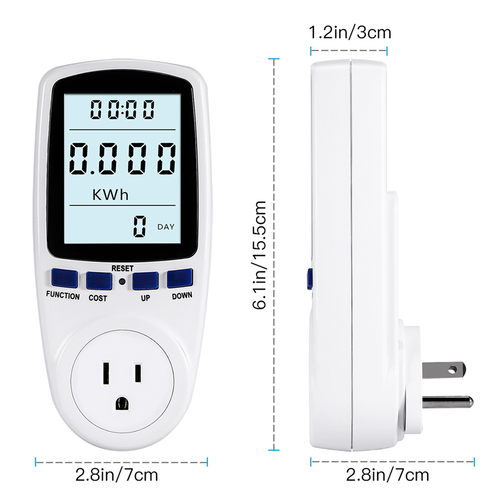 ORIA Power Meter Socket Smart US Plug Energy Meter Power Consumption Watt Meter Voltage Amp Tester Monitor With Backlight, Digital LCD Display, Built-in Rechargeable Battery for Energy Saving