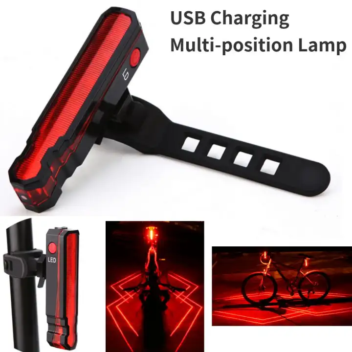 USB Rechargeable Bicycle Spider Laser Rear Light Night Cycling Safety Warning