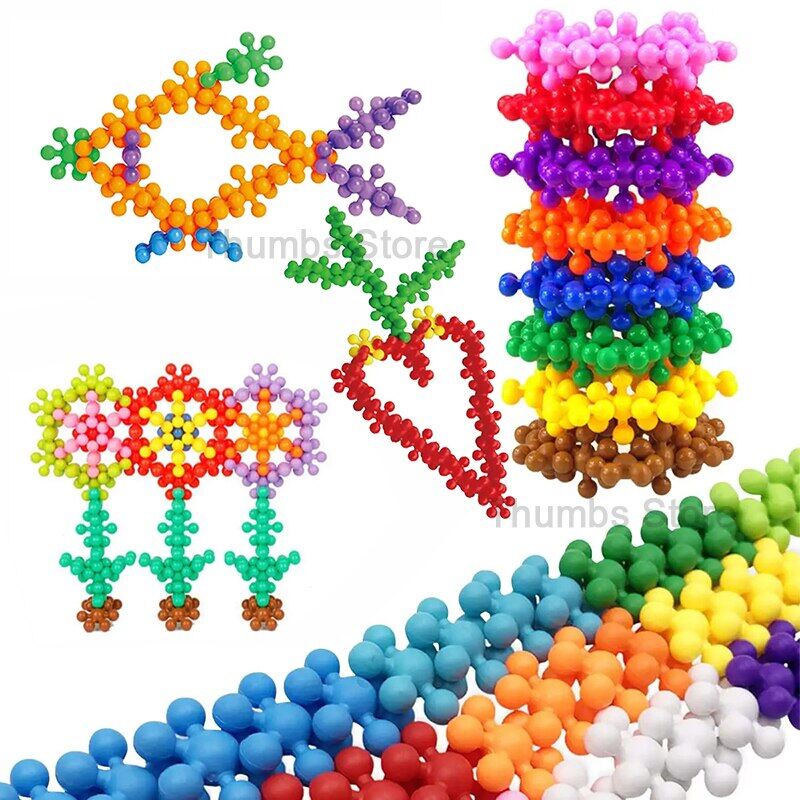 Kids Plum Blossom Building Blocks Toy 3D Snowflake Bricks Game DIY Educational Learning Building Model Assembly Toy for Children
