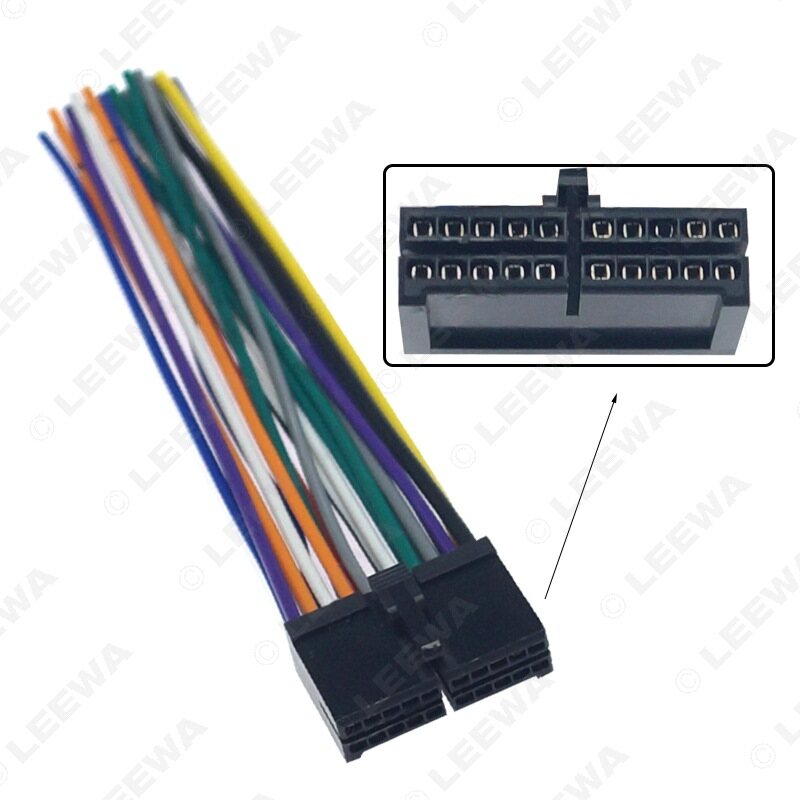 Car cross-shaped CD player power speaker cable 20Pin universal machine power cord tail line free cut modification line