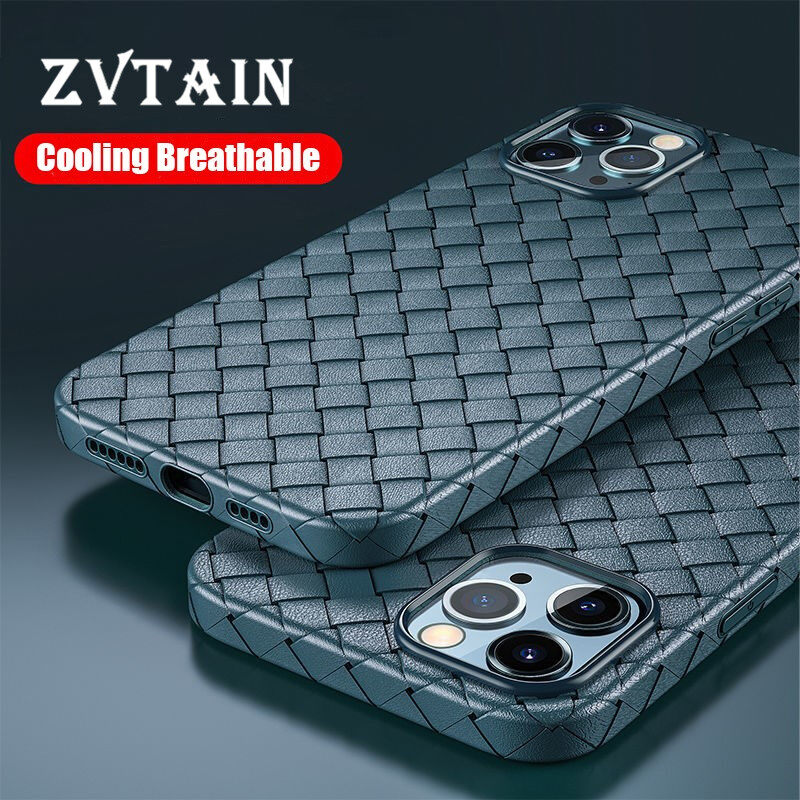 Breathable Mesh Case For iPhone 11 12 13 14 Pro Max 12 Mini 12 Pro Max XS Max 6 7 8 Plus X XR Leather TPU Weaving Grid Cover For iPhone11 Silicone Funda