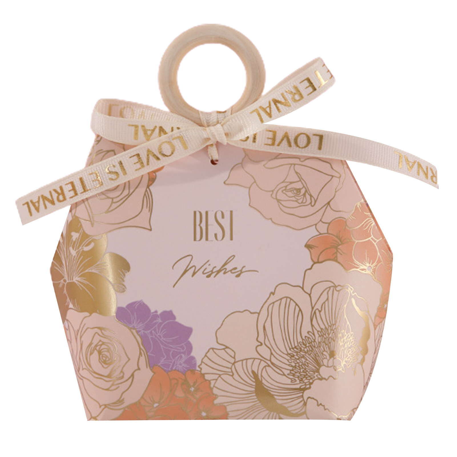 【Gift decoration】1 Set Nice-looking Candy Box Handle Design Paper Flower Pattern Gifts Storage Case for Wedding