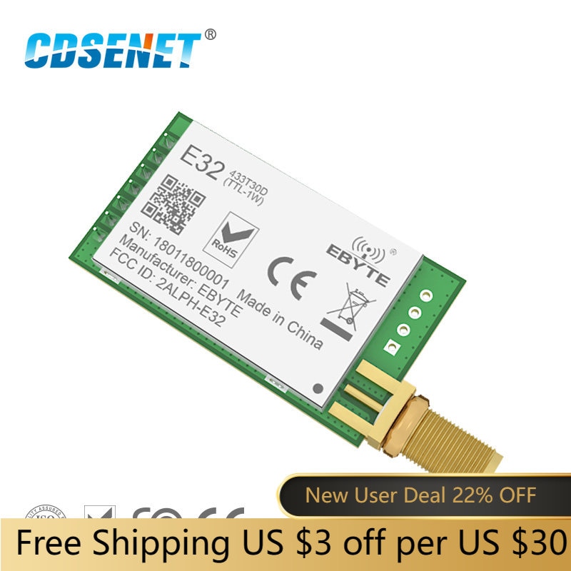 Lora SX1278 SX1276 433Mhz Module Transmitter Receiver 8000M E32-433T30D-V8.1 UART Long Range 433 Mhz 1W Wireless Rf Transceiver
