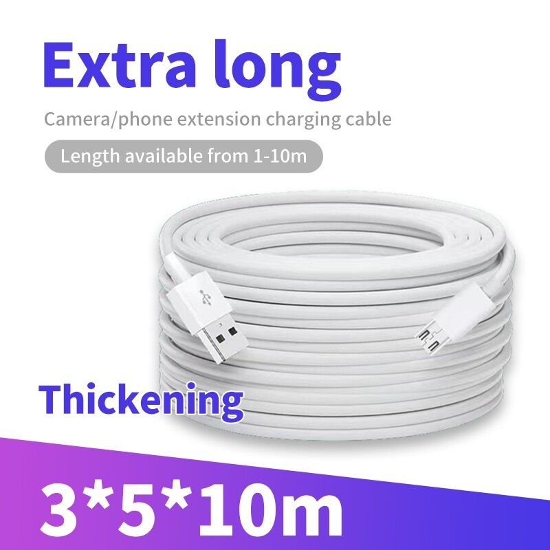 Cáp sạc sạc Micro USB 3M/5M/10m cho camera điện thoại thông minh Android Cáp sạc mở rộng USB