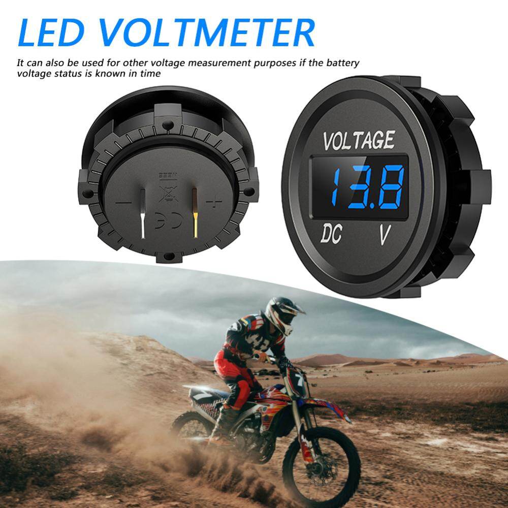 D1 xe xe máy 12-24V bảng điều khiển kỹ thuật số vôn kế màn hình LED Vôn kế