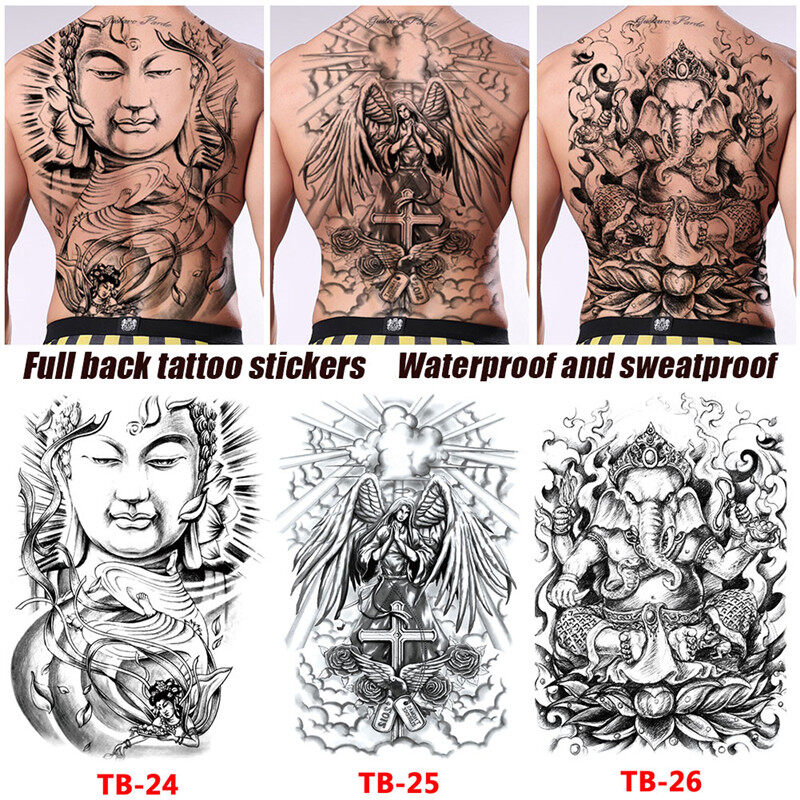 Cw】กันน้ำขนาดใหญ่เต็มรูปแบบหน้าอก Tattoo สติกเกอร์รอยสักขนาดใหญ่ปลา Wolf  Tiger Dragon รอยสักชั่วคราว Cool ผู้ชายผู้หญิง ร้อน 1 1 - Dinlng - Thaipick