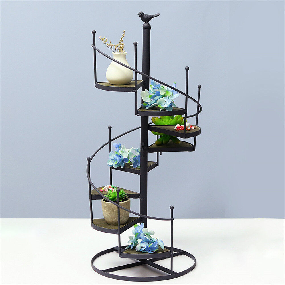 【Ready Stock+High Quality】Spiral Plant Stand Iron Flower Pot Holder Shelf Rack Display Garden Decor