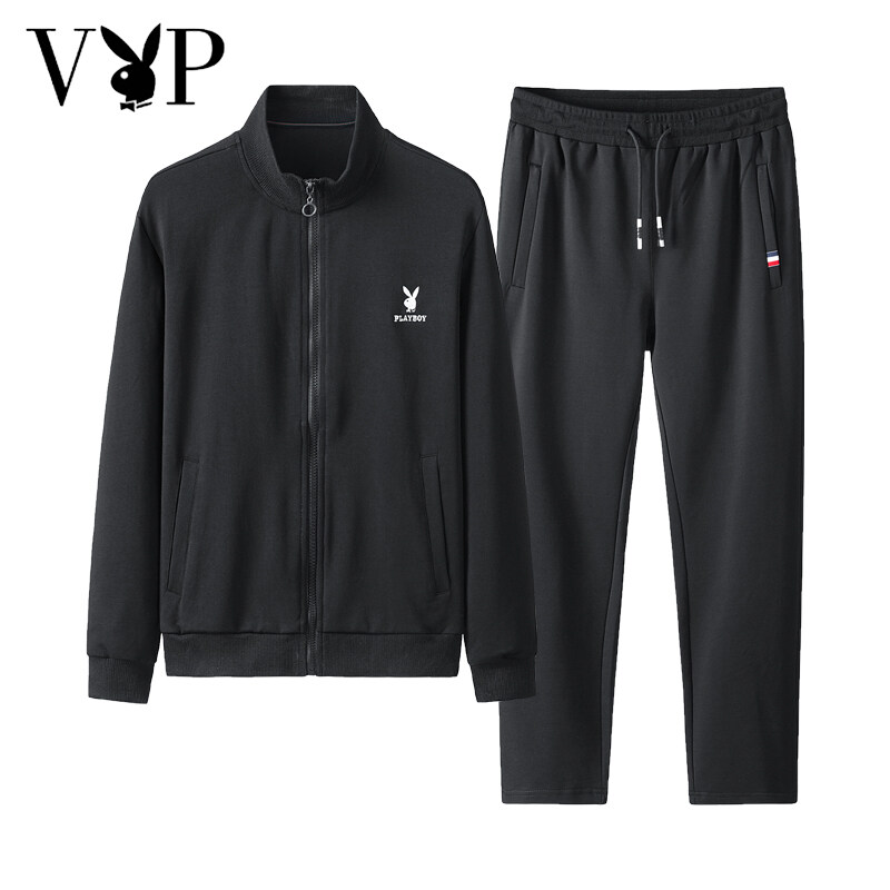 PLAYBOY VIP Áo Len Cardigan Cho Nam Bộ Đồ Hai Mảnh Mặc Thường Ngày Màu Trơn