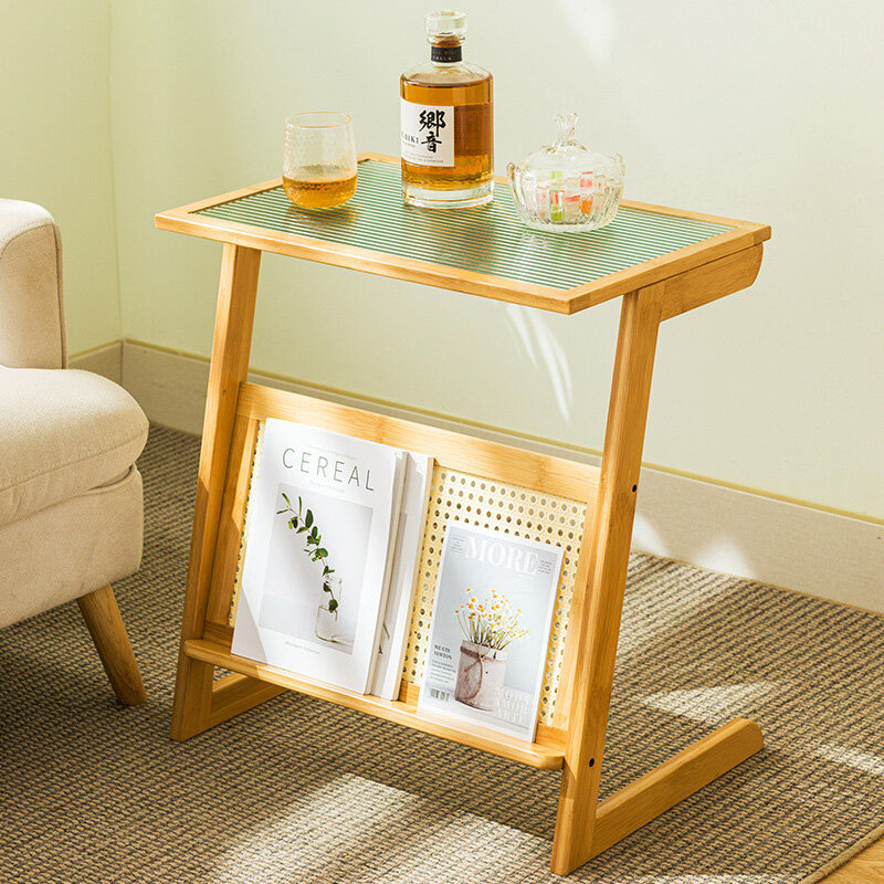 KS Side table small coffee table, bedside table, sofa side table, glass small house, square tea table, Japanese mini corner table