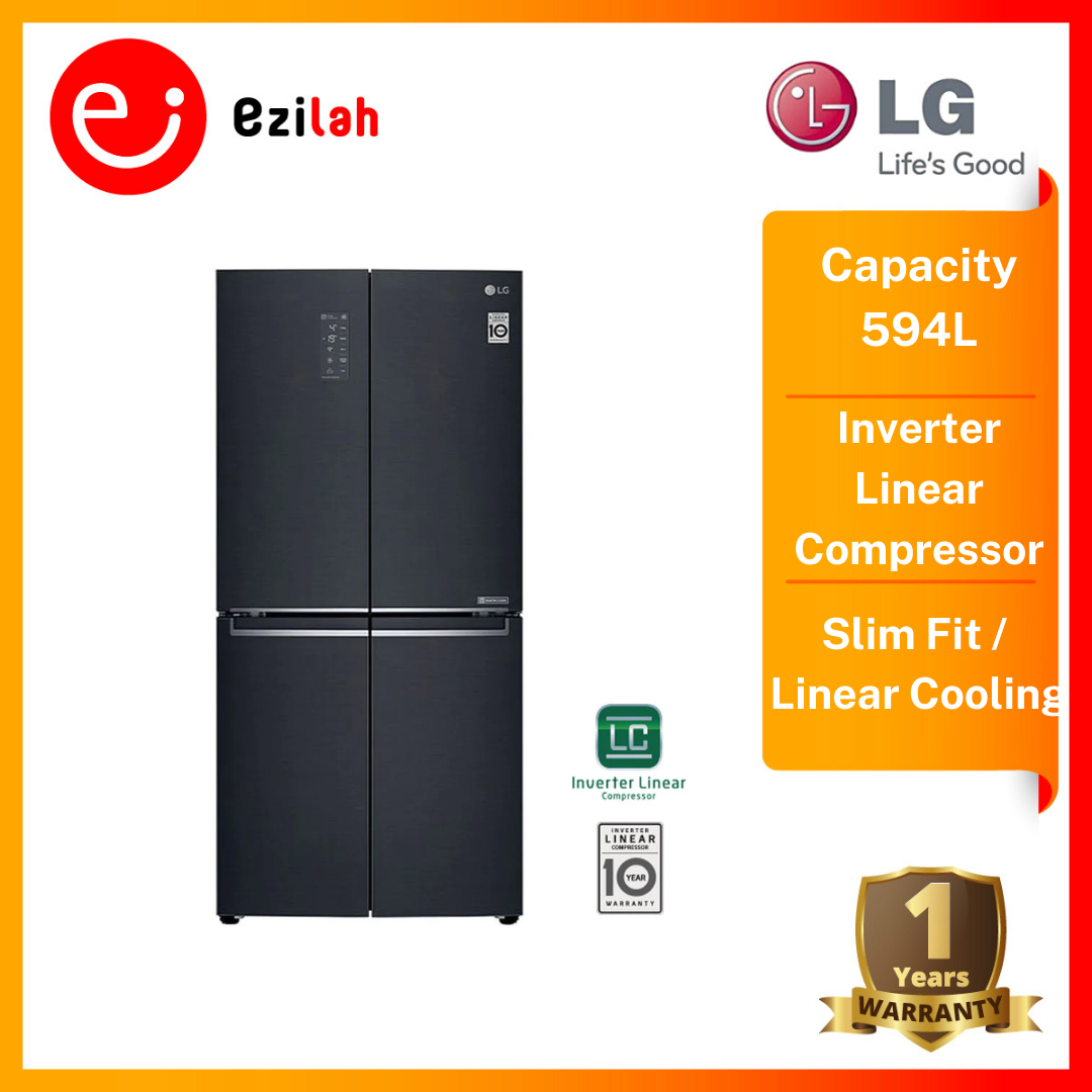 LG 594L Matte Black Slim French Door Refrigerator / Fridge / Peti Sejuk