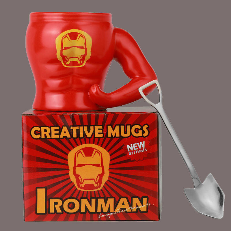 Mug Gift Funny Mug Creative Personality Trend Mug Marvel Comics Spider-Man Iron Man Cup.