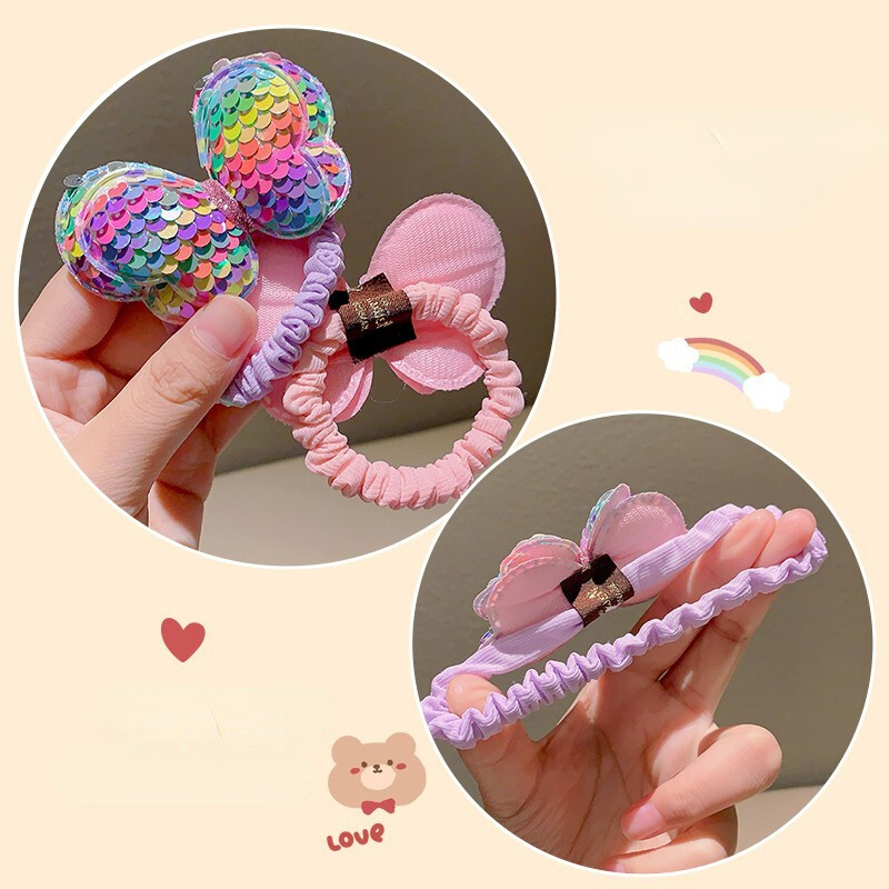 Dây buộc tóc nơ sequin dễ thương cho trẻ em