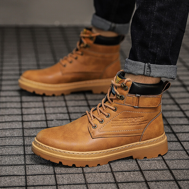 Men/'s Casual Leather High Top Sneaker Lace-up Work Shoes Ankle Boots Winter Warm