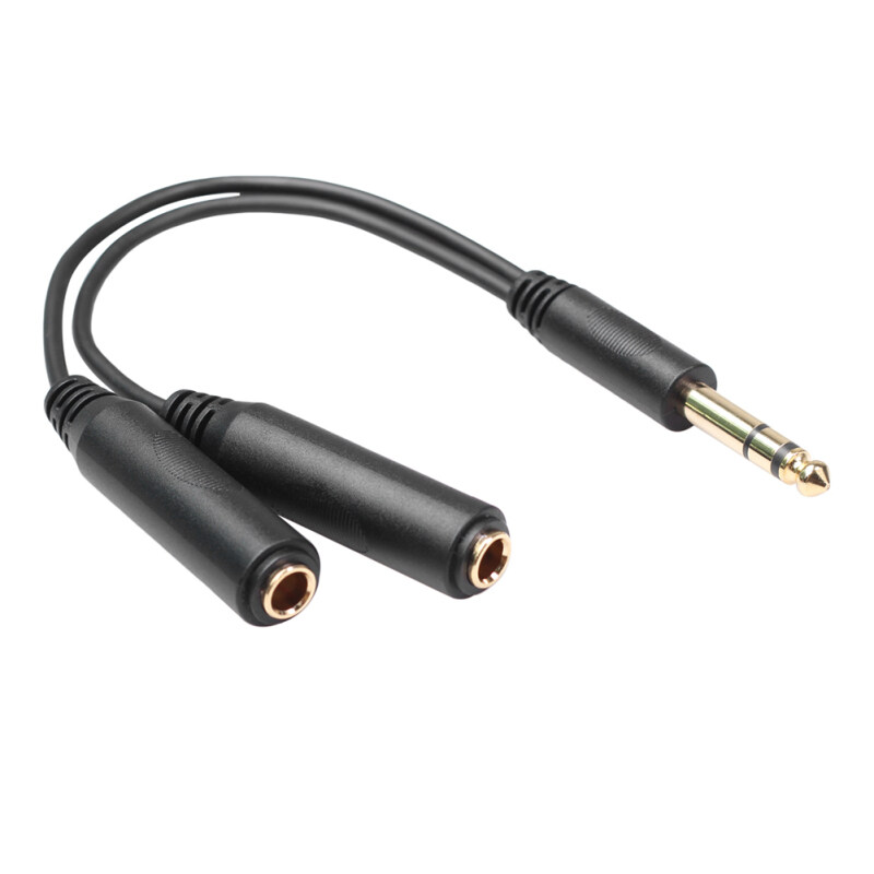 6.35 mm Male to 2 6.35 mm Female Adapter Cable Y Splitter Stereo Audio Cord Singapore