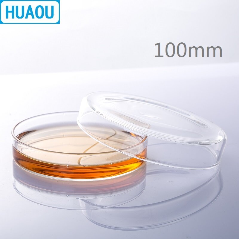 HUAOU 100mm Petri Bacterial Culture Dish 3.3 Glass Laboratory Chemistry