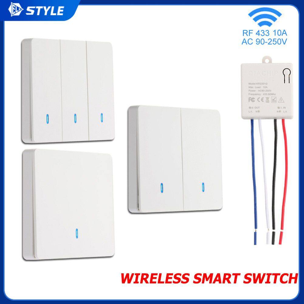 【el style】Wireless Smart Switch Light RF 433Mhz Wall Panel Switch with Remote Control Mini Relay Receiver 220V Led Light Lamp Fan