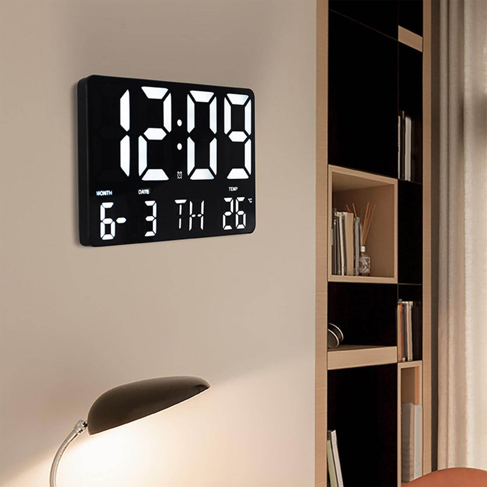 Aituan 10" Digital LED Wall Clock Wall Mountable Temp with Remote Control