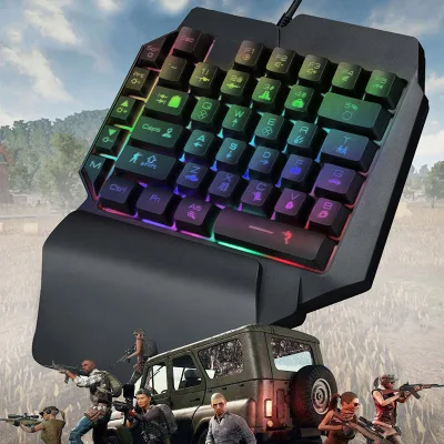 One Hand Keyboard Wired Gaming Mechanical Keyboard Gaming Keyboard RGB LED Backlit USB Wired Game 39 Keys Gaming Controller