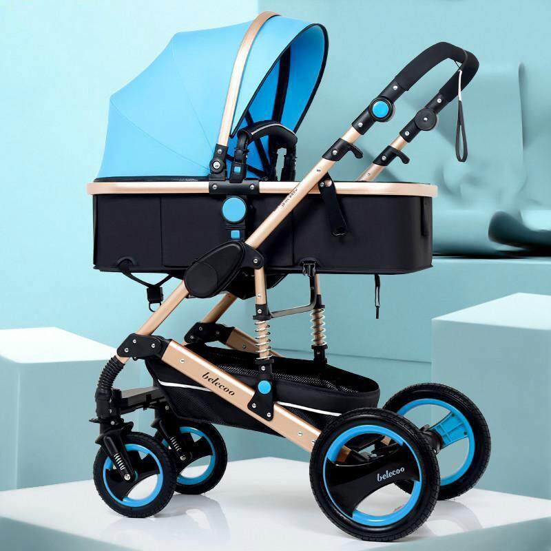 Luxury High View Baby Carriage Anti-shock Infant Stroller Newborn Infant Stroller with The Top Grade Single-Foot-Brake System Foldable Pushchair Singapore