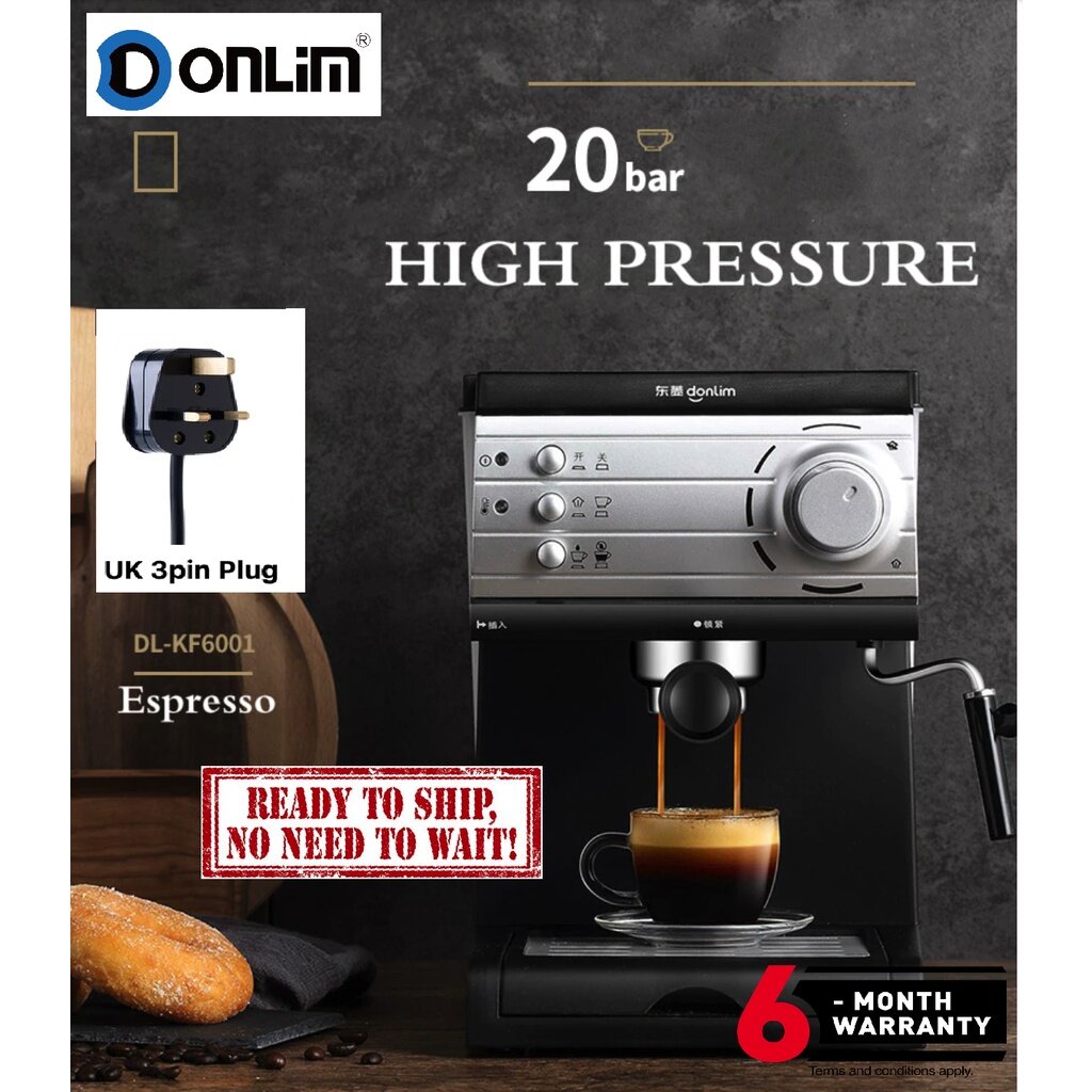 Donlim DLKF6001 (1 Year Warranty) UK 3pin Plug Espresso italian coffee