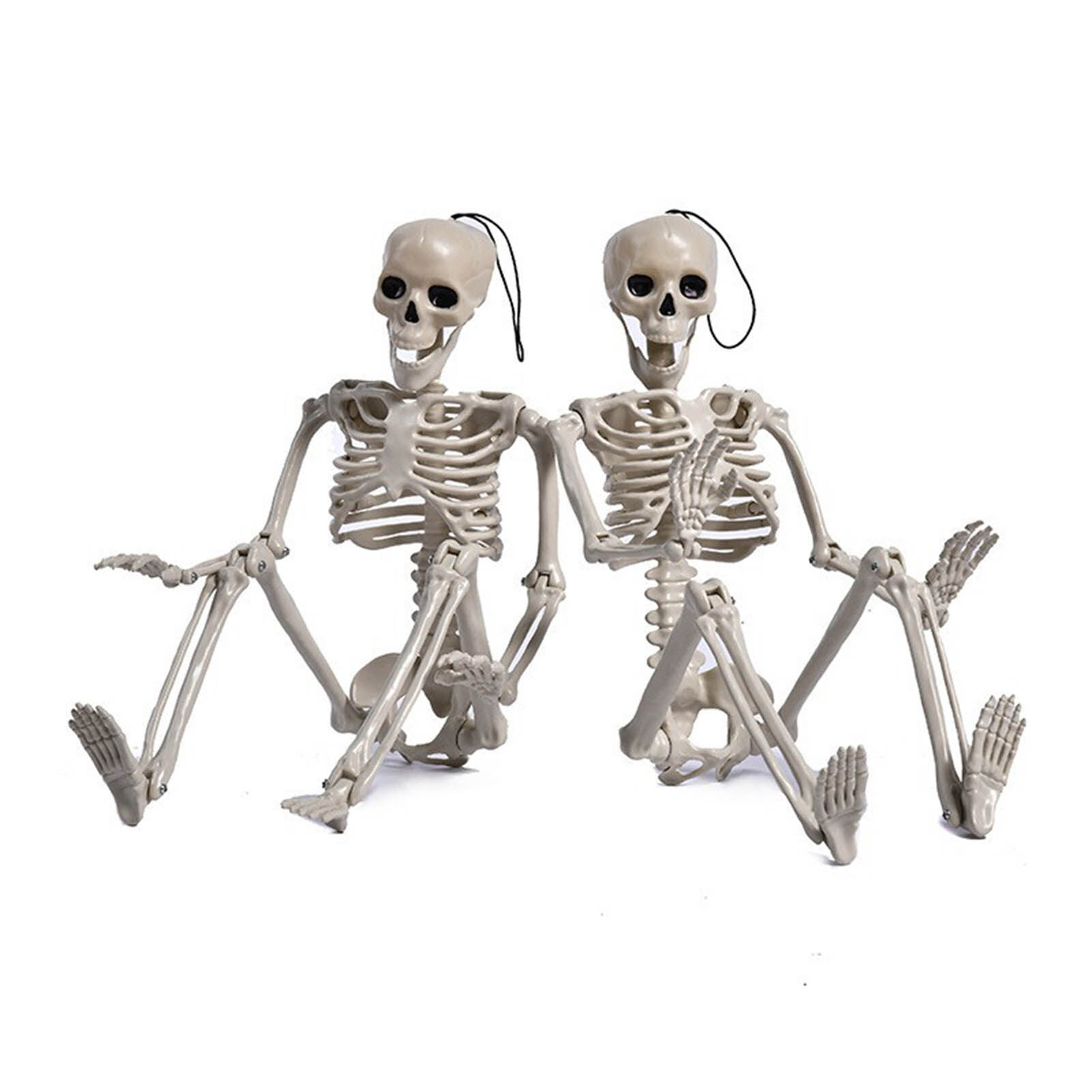 Microgood 2Pcs 40CM Posable Halloween Skeleton Decor Movable Joint Lifelike Skeleton Model Haunted House Props Front Lawn Indoor/Outdoor Graveyard Decoration