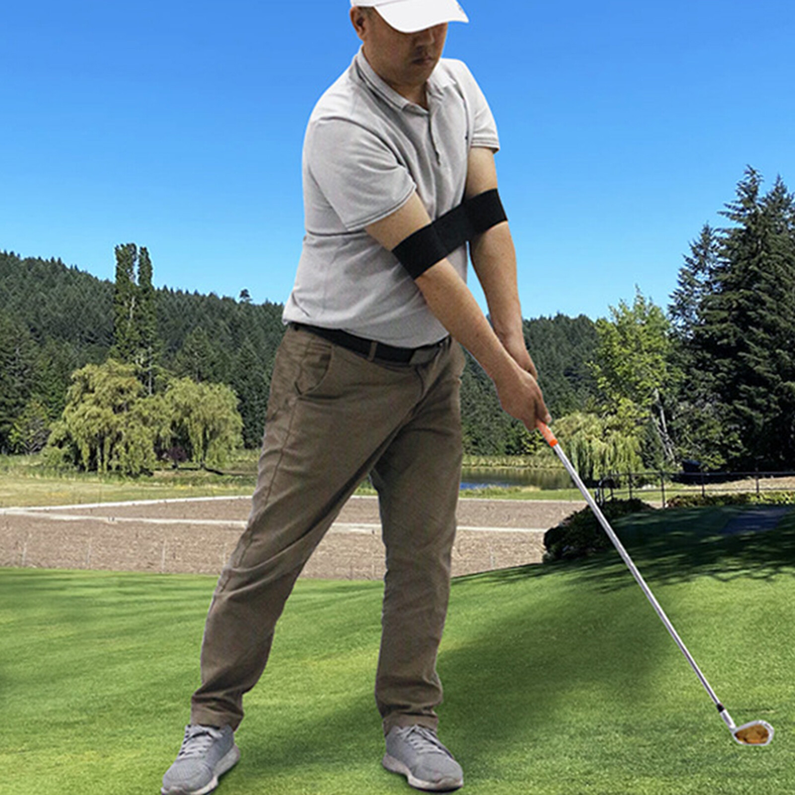 guyouzi® Swing Correction Tape Ergonomic Adjustable Correct Posture Polyester Golf Swing Arm Posture Corrector Golf Training Swing Correction Belt
