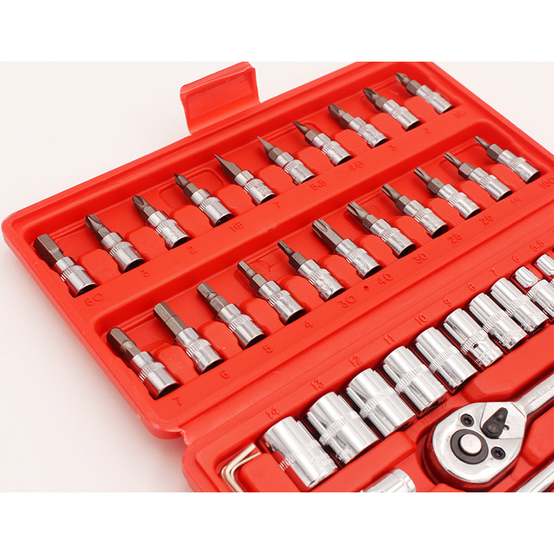 Auto Repair Tool Set, Ratchet Wrench, Glove Barrel Tool, 46-Piece Set, Batch Combination Tool, Hardware Tool