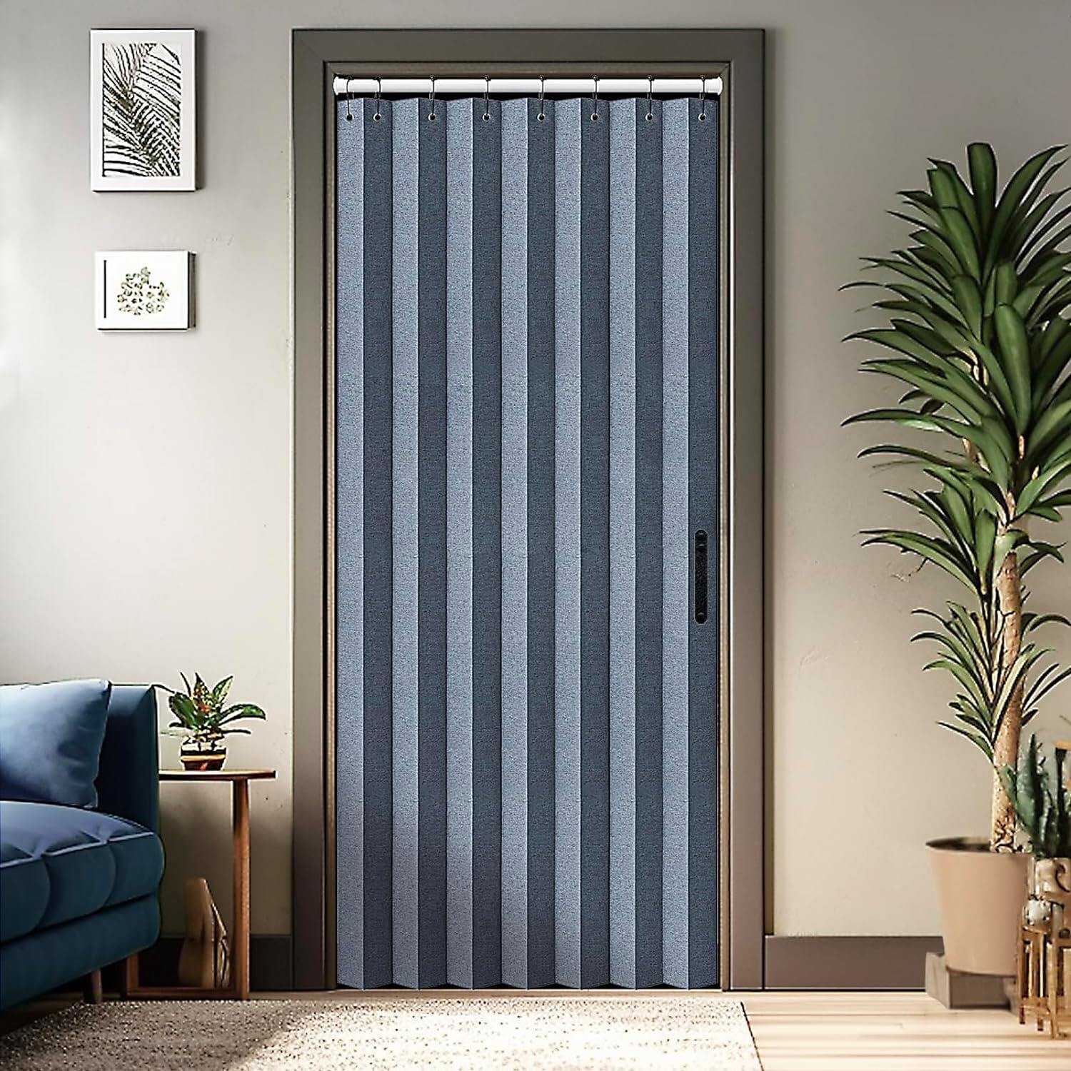 Closet Curtains, Accordion Style Door Curtains for Doorways, Pleated Folding Doors Curtain for Closet and Room Divider, 1 Panel, Beige