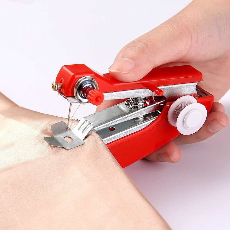 (Star fabric) 1Pcs Red Mini Máy May Vá Không Dây Cầm Tay Quần Áo Máy May Thủ Công Hữu Ích Công Cụ Cầm Tay Phụ Kiện