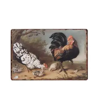 Chicken Sign Vintage Metal Tin Signs Store Farm Wall Poster Retro